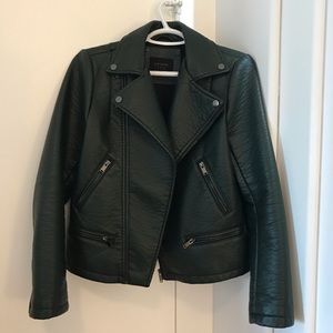 Zara faux leather dark green coat